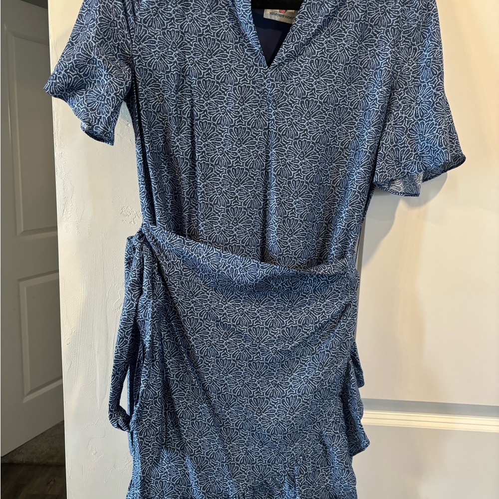 Vineyard Vines Navy Floral Wrap Midi Dress